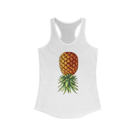 The Stamina for Men Women's Upside-down Pineapple white Tank Top | QOS  front view